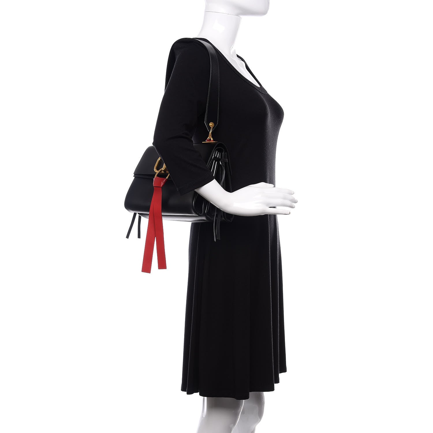 Valentino Garavani Smooth Calfskin Small Vring Shoulder Bag Black 2 of 8