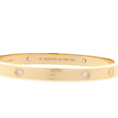 Cartier 18K Yellow Gold 4 Diamond LOVE Bracelet 18 3 of 9