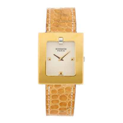 Hermes Stainless Steel Alligator 26mm Belt Quartz Watch Gold 1 of 4