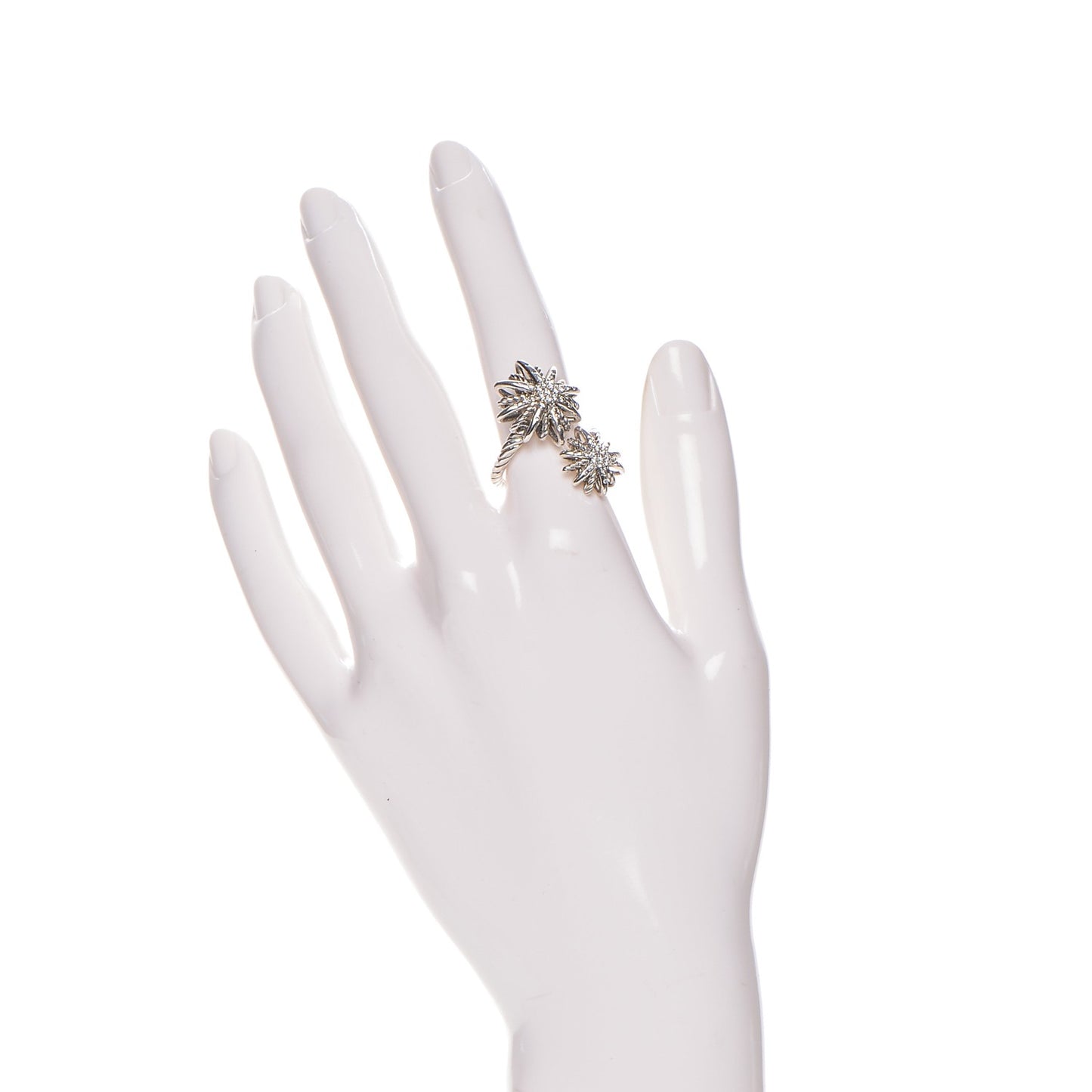 Sterling Silver Diamond 28mm Open Starburst Ring 50 5.5