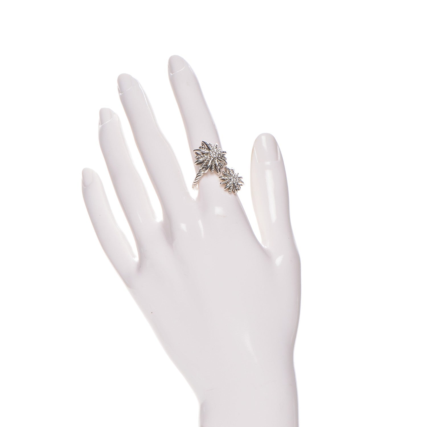 David Yurman Sterling Silver Diamond 28mm Open Starburst Ring 50 5.5 2 of 4