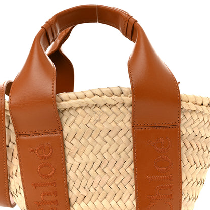 Chloe Raffia Smooth Calfskin Small Sense Basket Caramel 9 of 13