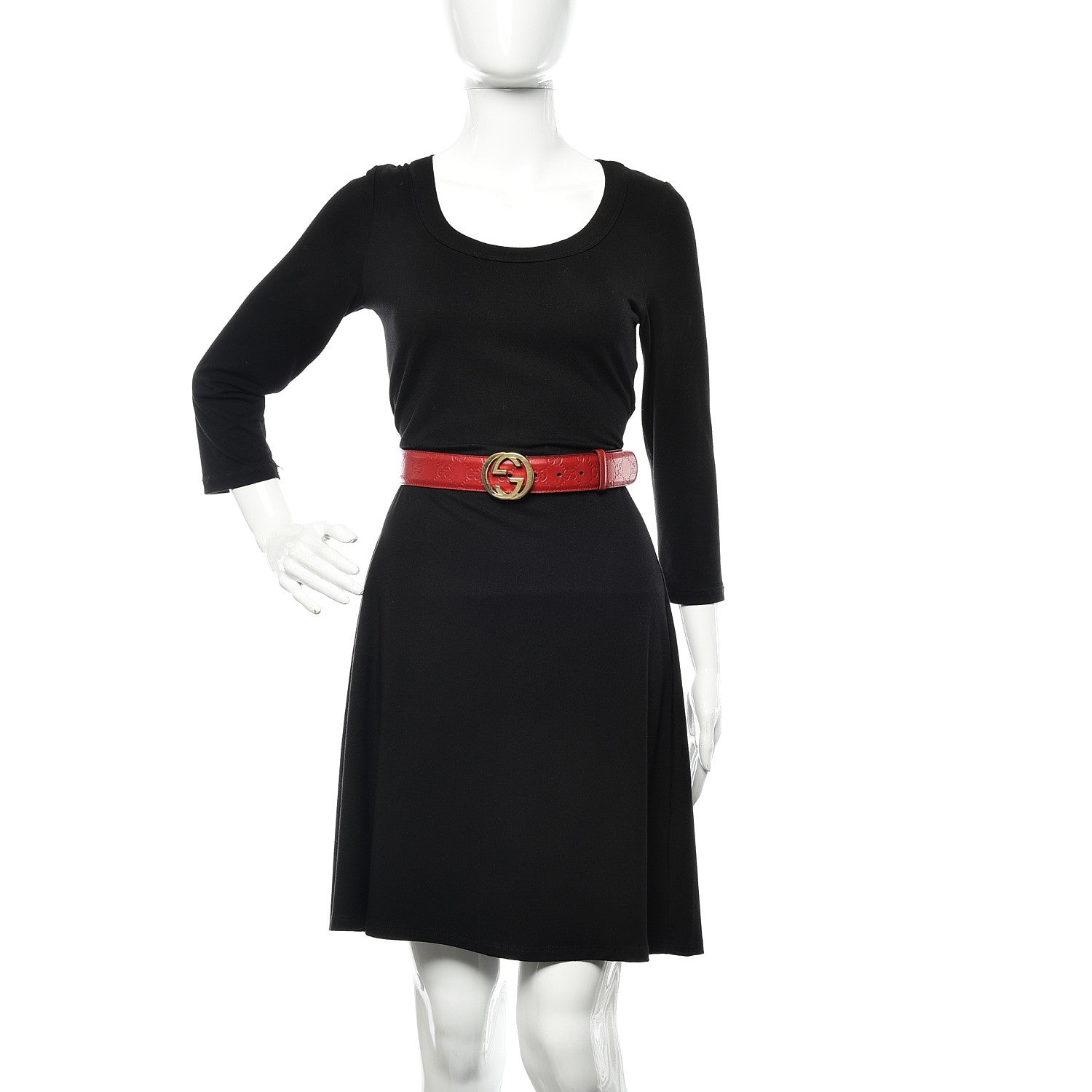 Gucci Guccissima Signature Interlocking G 37mm Belt 90 36 Hibiscus Red 2 of 9