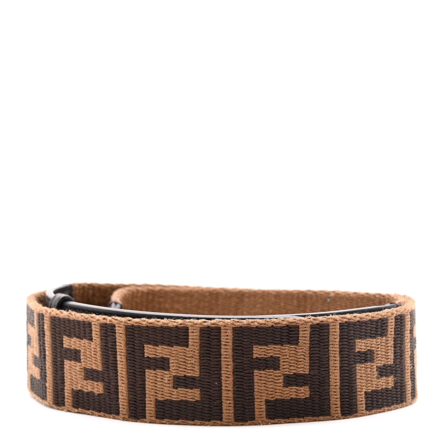 Fendi Ribbon Vitello Century FF 1974 Flat Studded Strap You Fango Marrone Ebano 2 of 7