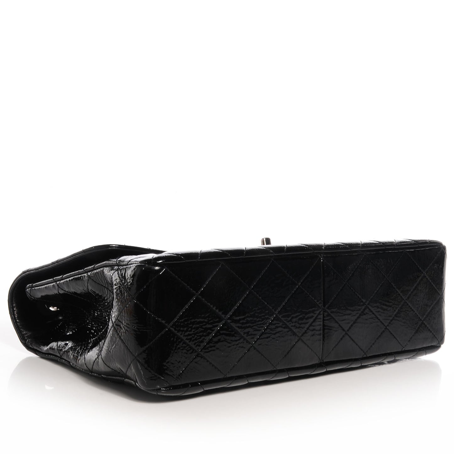Distressed Patent Jumbo Single Flap Black