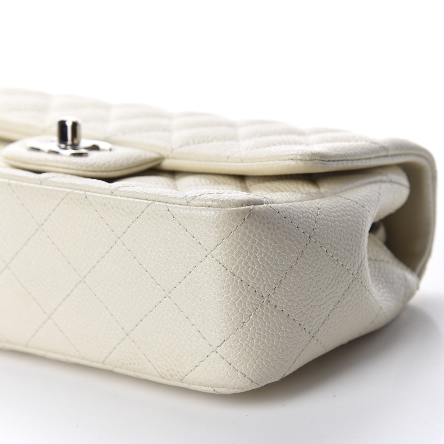Caviar Quilted Mini Rectangular Flap White