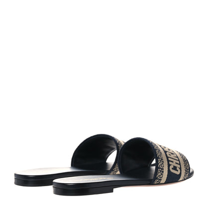 Christian Dior Canvas Embroidered Dway Mules Slide Sandals 36 Deep Blue 4 of 9