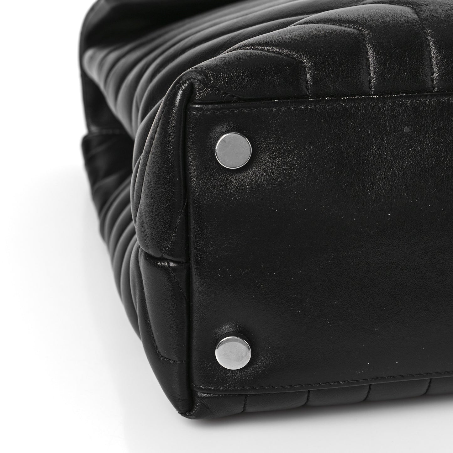 Calfskin Y Quilted Monogram Large Loulou Chain Satchel Black
