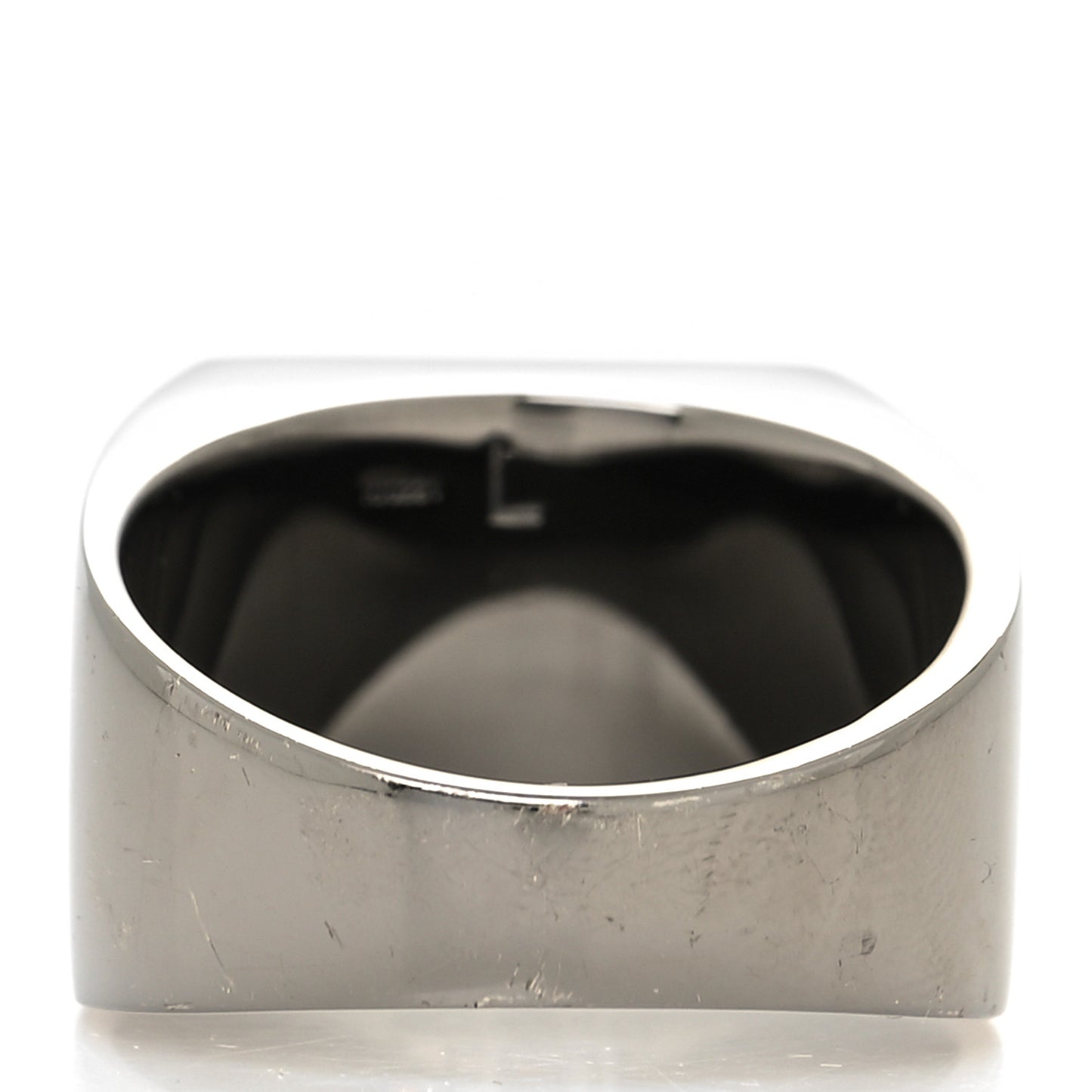 Ruthenium Mother of Pearl FF Signet Ring L