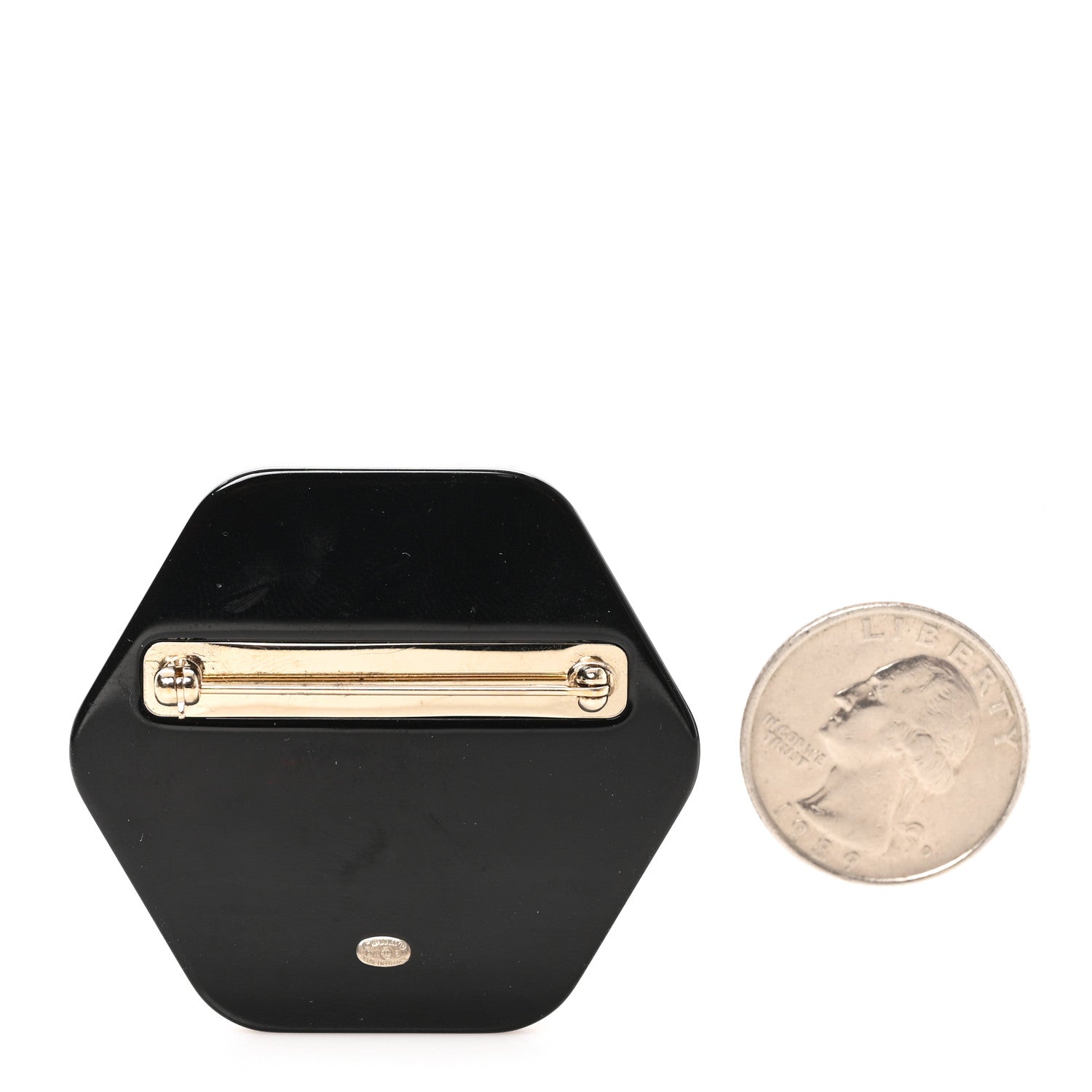 Chanel Resin Crystal Chanel Neige Brooch Black Gold 2 of 4