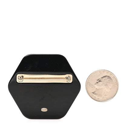 Chanel Resin Crystal Chanel Neige Brooch Black Gold 2 of 4