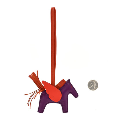 Hermes Milo Lambskin Grigri Rodeo Pegase Horse Bag Charm PM Violet Cornaline Capucine 2 of 4