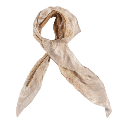 Chanel Silk Logo Woven Scarf Shawl Beige 3 of 3