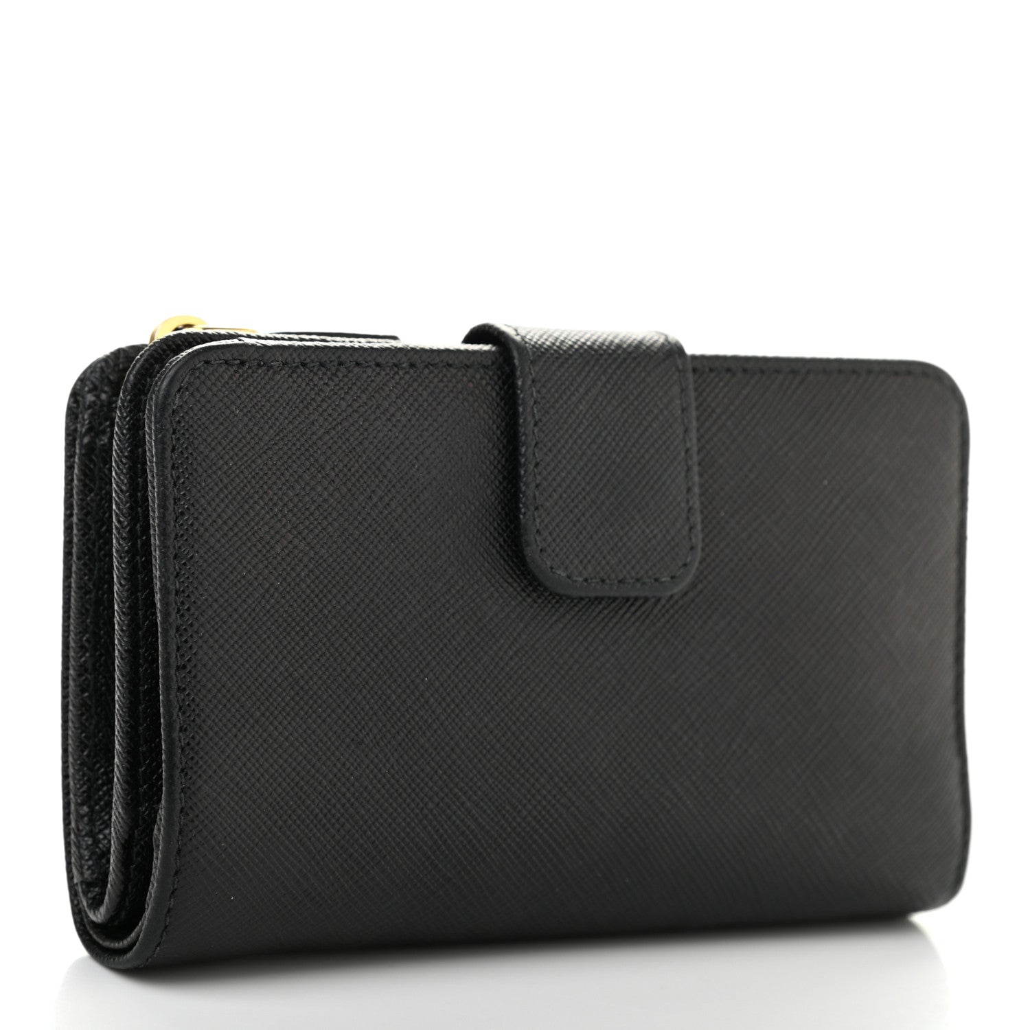 Prada Saffiano Metal Compact Wallet Black 3 of 10