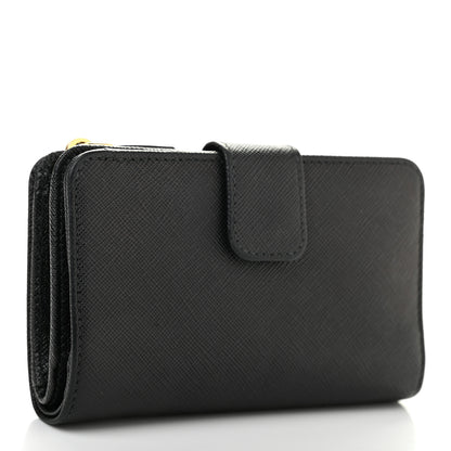 Prada Saffiano Metal Compact Wallet Black 3 of 10