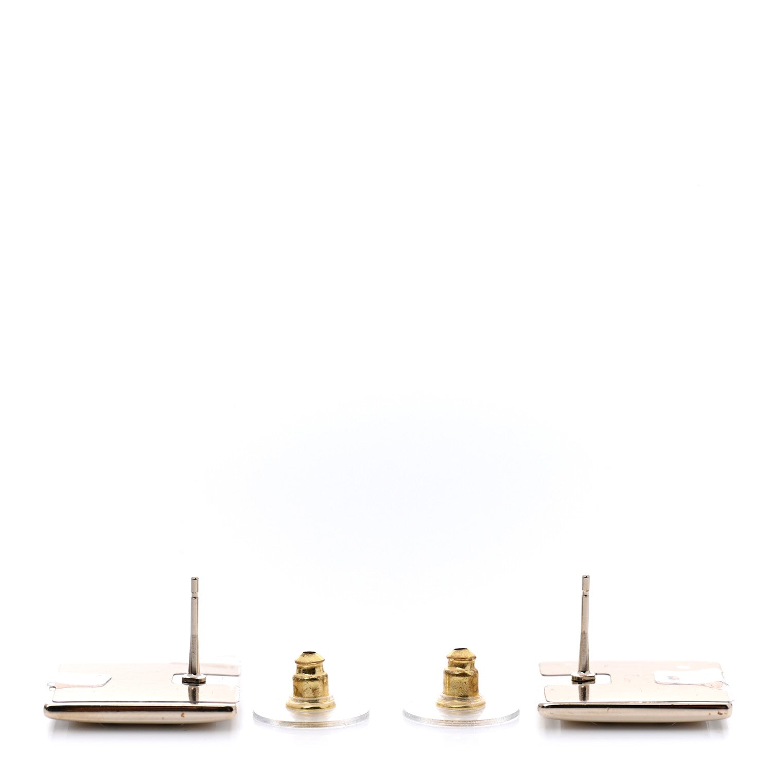 Chanel Metal Enamel CC Square Earrings Gold Black White 3 of 5