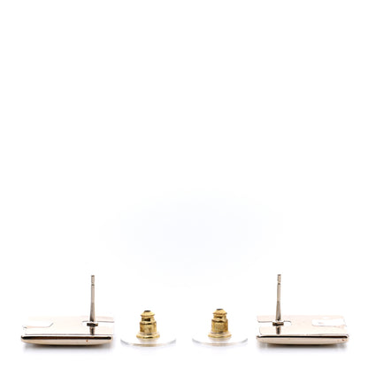Chanel Metal Enamel CC Square Earrings Gold Black White 3 of 5
