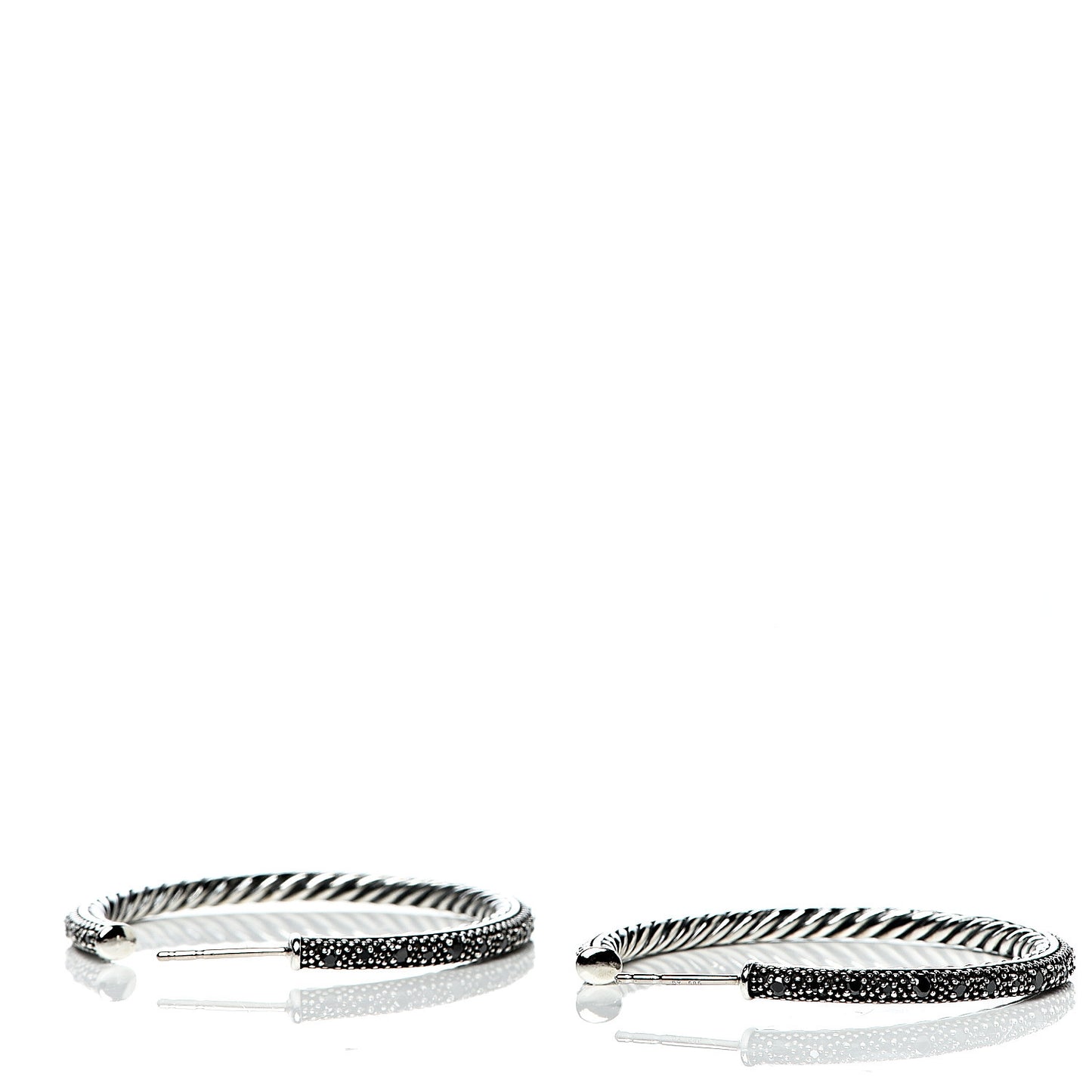 Sterling Silver Black Diamond 42mm Large Midnight Melange Hoop Earrings