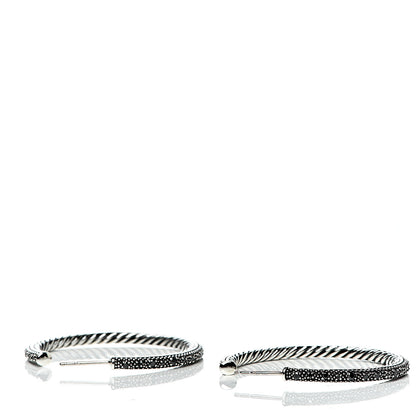 David Yurman Sterling Silver Black Diamond 42mm Large Midnight Melange Hoop Earrings 3 of 4