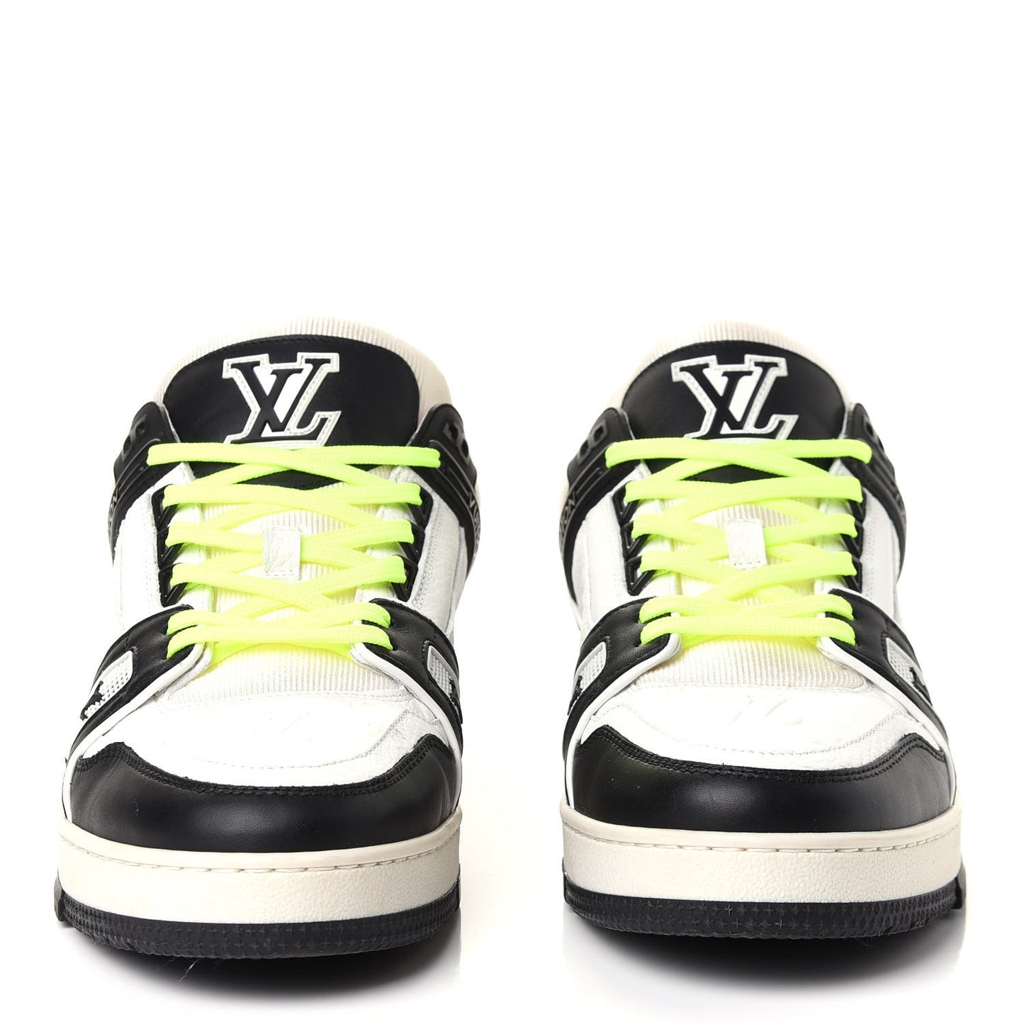 Calfskin Patent Mens LV Trainer Sneakers 9 White Black 8