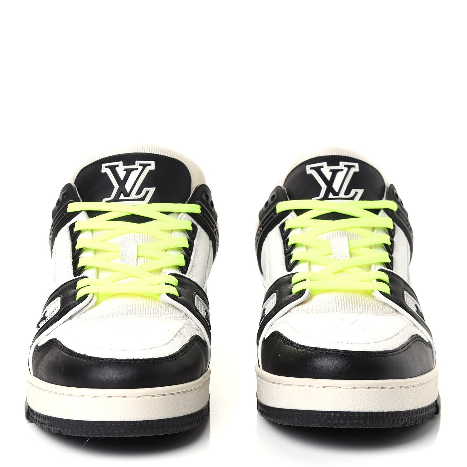 Louis Vuitton Calfskin Patent Mens LV Trainer Sneakers 9 White Black 8 3 of 8