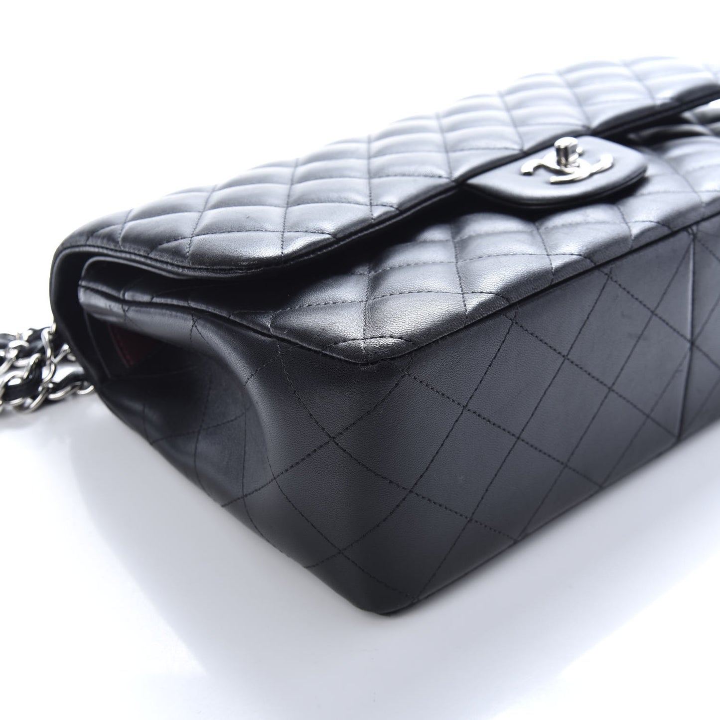 Lambskin Quilted Jumbo Double Flap Black