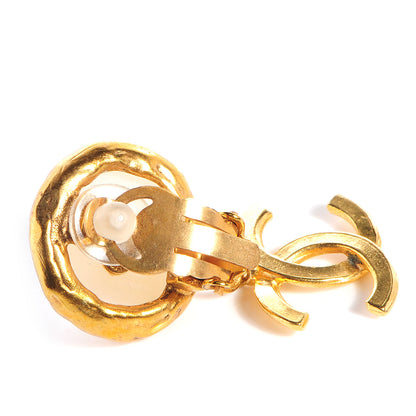 Chanel Pearl CC Dangle Clip On Earrings 3 of 4