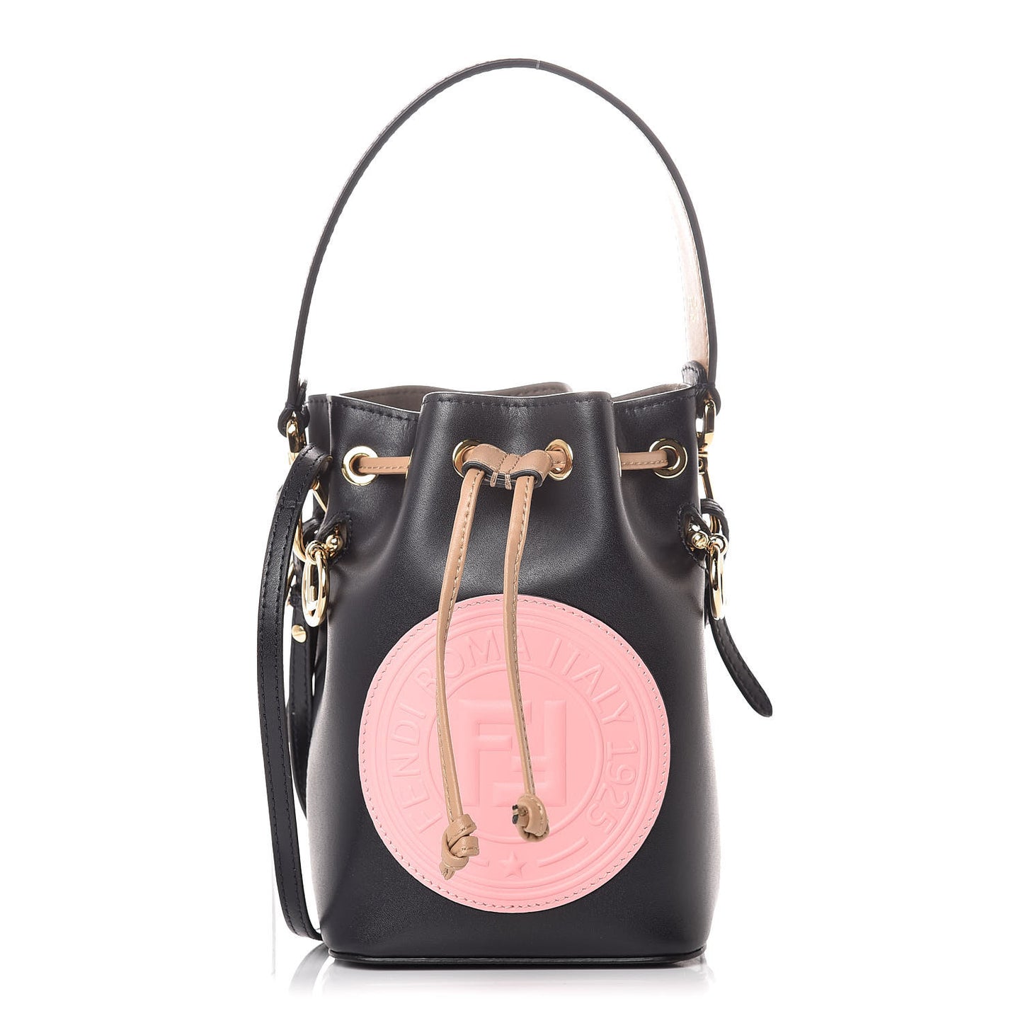 Vitello Liberty F is Fendi Stamp Patch Mini Mon Tresor Bucket Bag Blue Notte Cuoio Flamingo