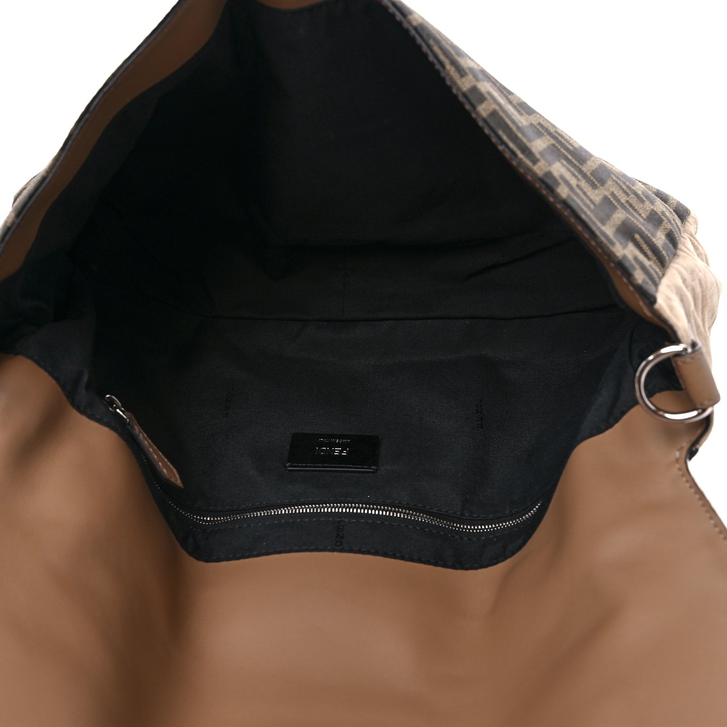 Fabric Jacquard Canvas Vitello Grace Pequin FF 1974 Large Convertible Baguette Tobacco Moro Grezzo Sand