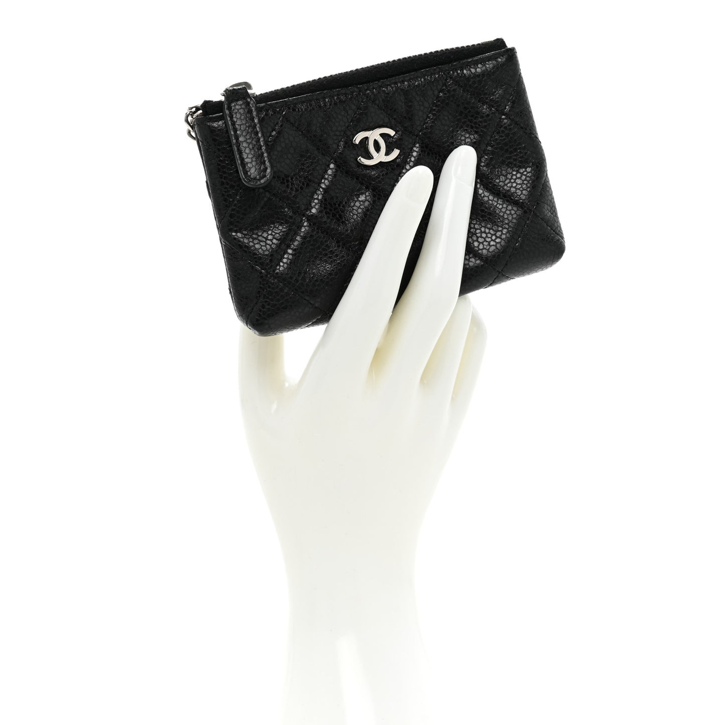 Calfskin Quilted Key Holder Case Black