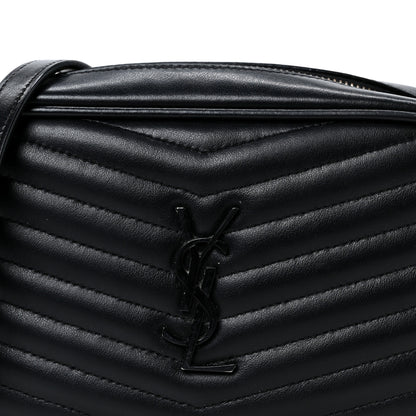 Saint Laurent Calfskin Matelasse Monochrome Monogram Mini Lou Camera Bag Black 7 of 10