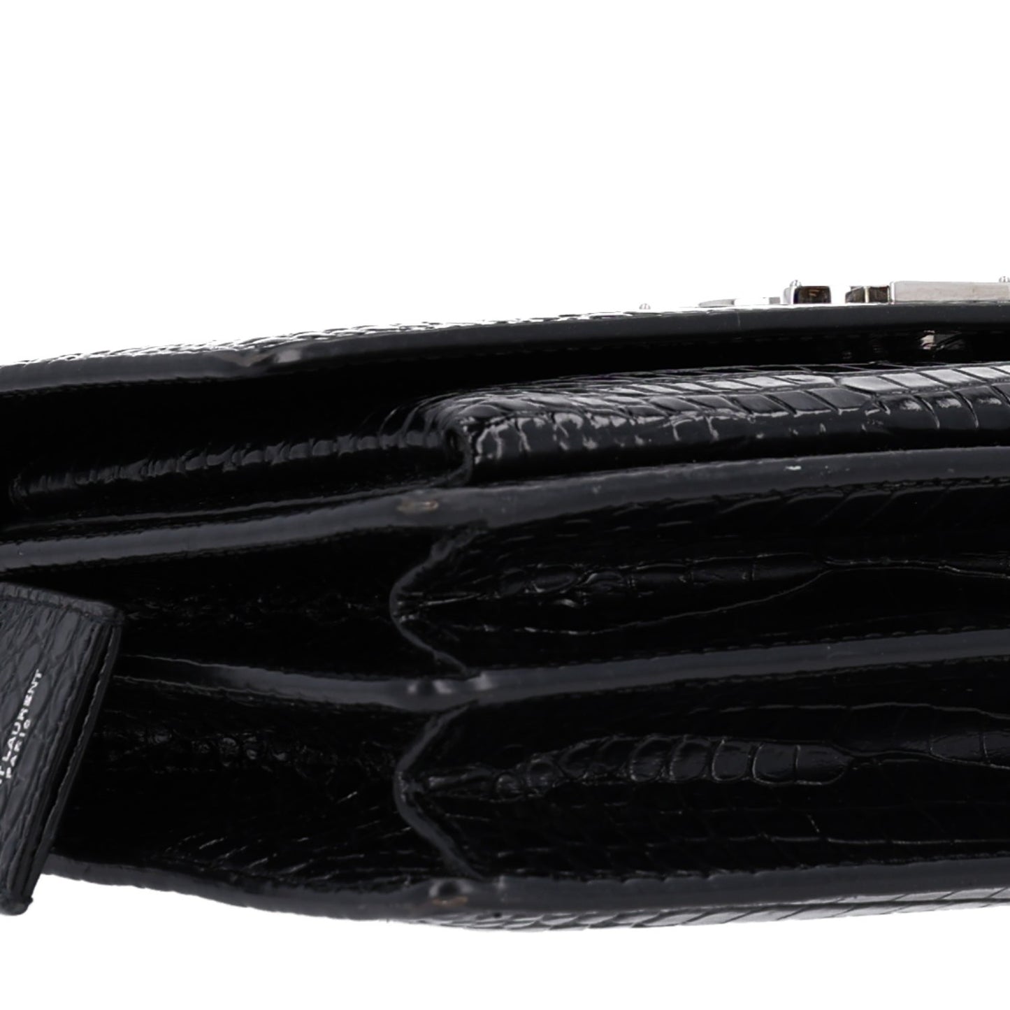 Calfskin Crocodile Embossed Medium Monogram Sunset Black