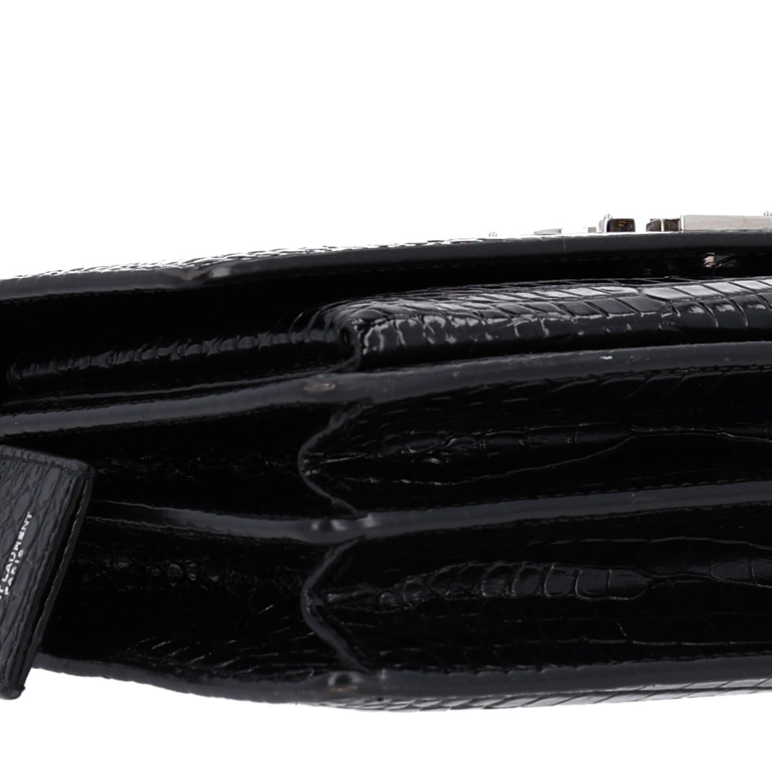 Saint Laurent Calfskin Crocodile Embossed Medium Monogram Sunset Black 11 of 11