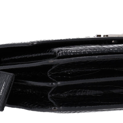 Saint Laurent Calfskin Crocodile Embossed Medium Monogram Sunset Black 11 of 11