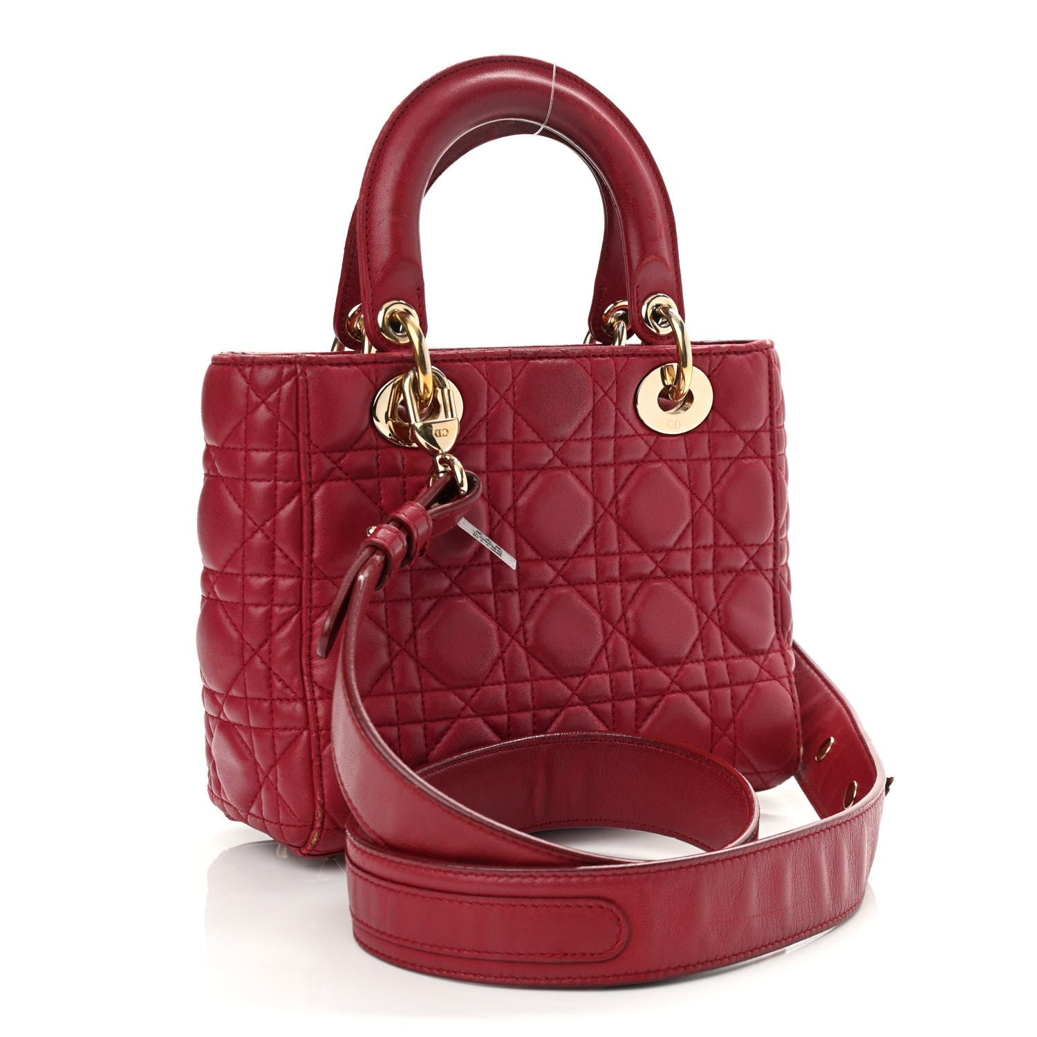 Christian Dior Lambskin Cannage Small Lucky Badges My Lady Dior Red 3 of 21