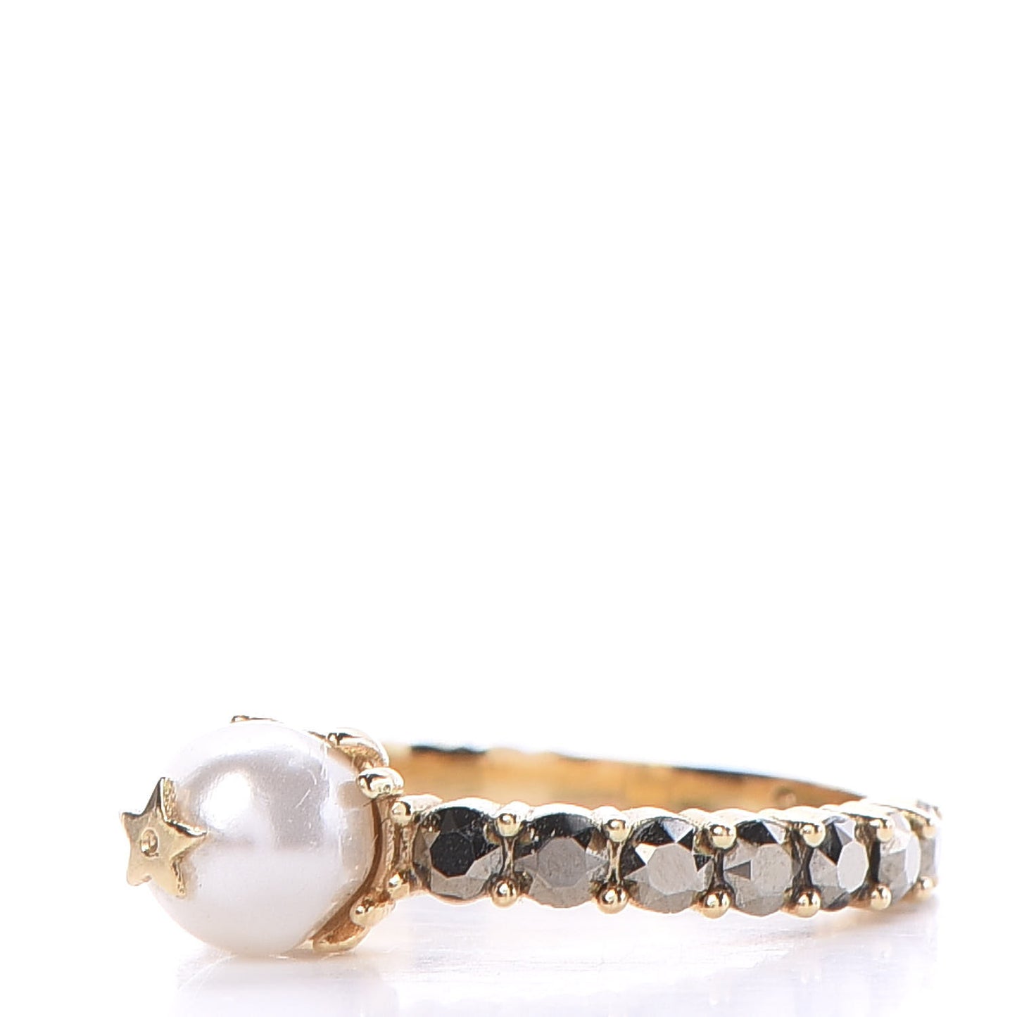 Pearl Crystal Ring S Gold