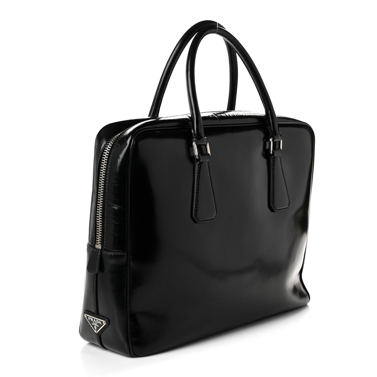Prada Spazzolato Large Zip Around Briefcase Black 3 of 10