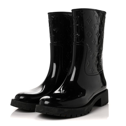 Louis Vuitton Rubber Embossed Monogram Splash Rain Short Boots 39 Black 3 of 9
