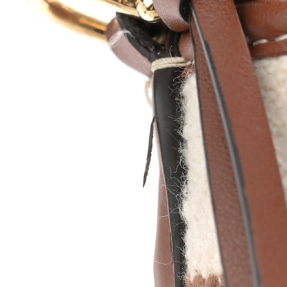 Celine Canvas Smooth Calfskin Logo Bucket 16 Bag Brown Off White Tan 12 of 14