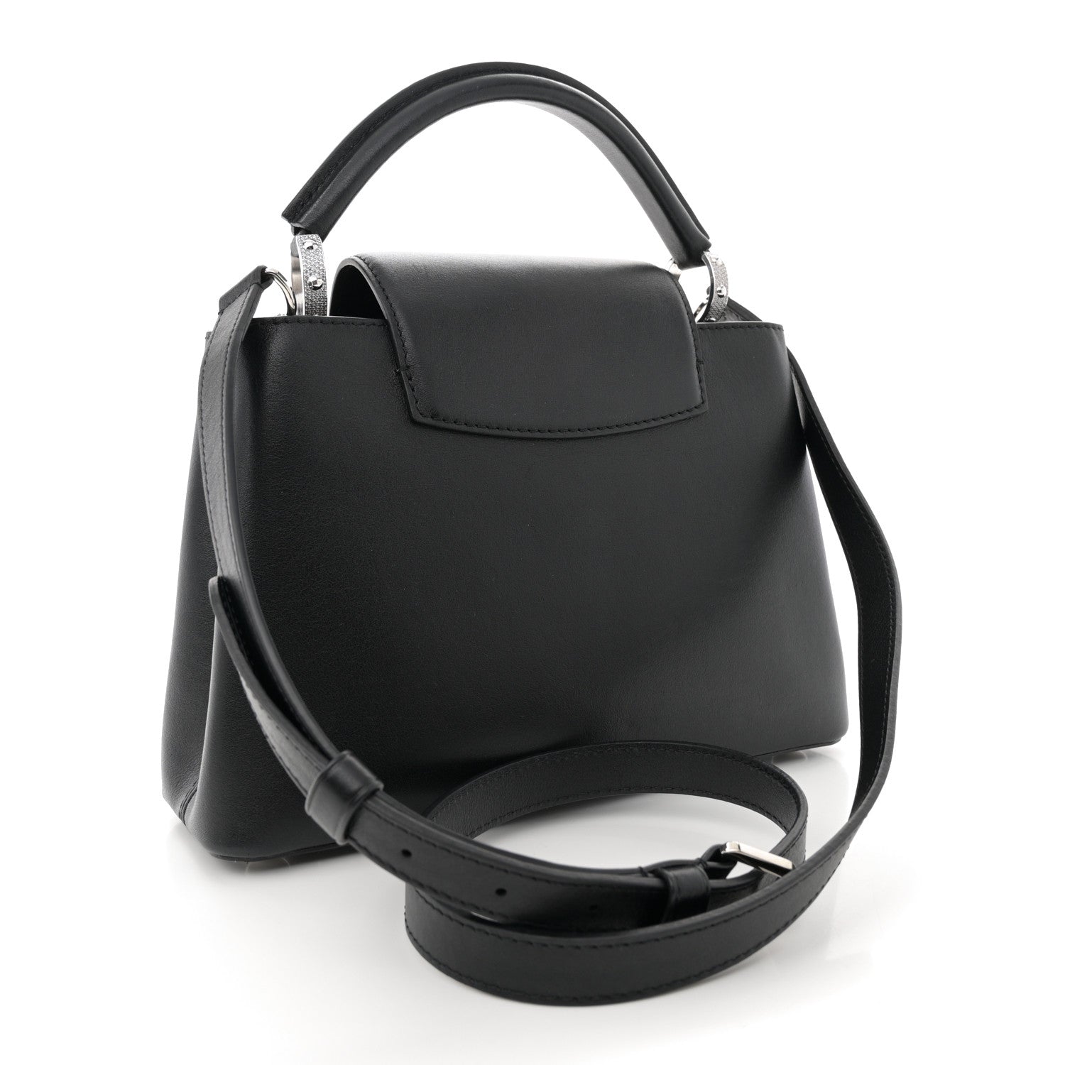 Louis Vuitton Smooth Calfskin Crystal Flowers Capucines BB Black 3 of 10