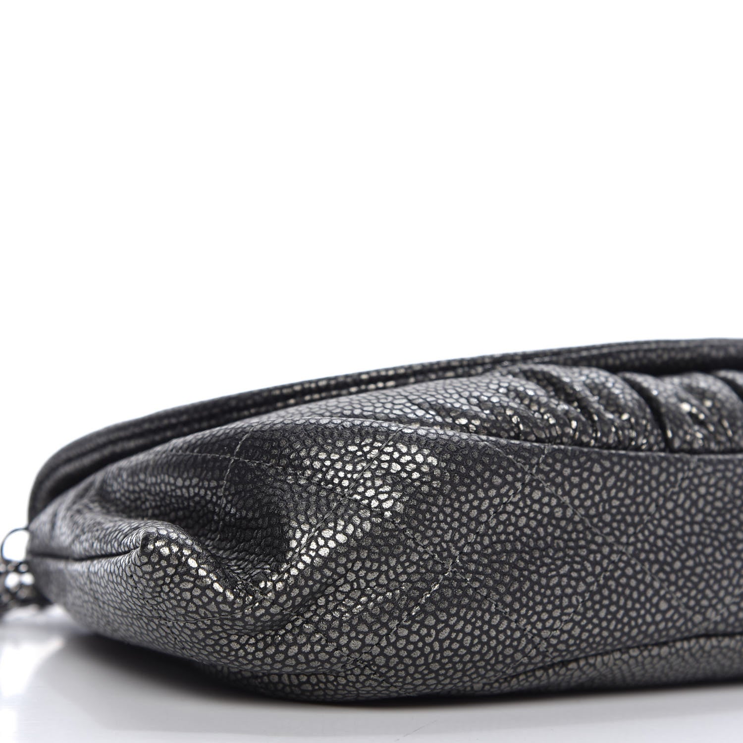 Chanel Metallic Caviar Half Moon Wallet On Chain WOC Dark Silver 6 of 11