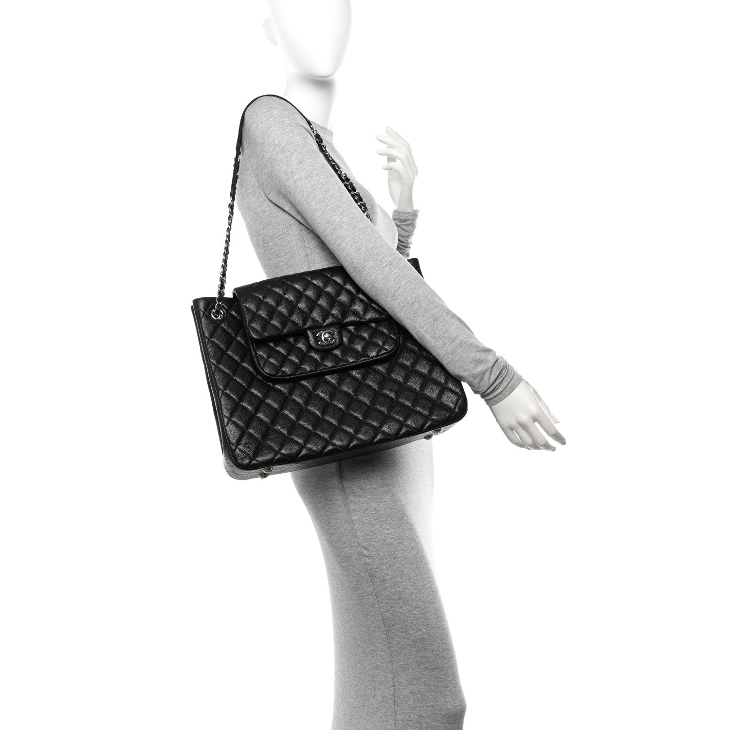 Chanel Caviar Quilted Flap Tote Black 2 of 10