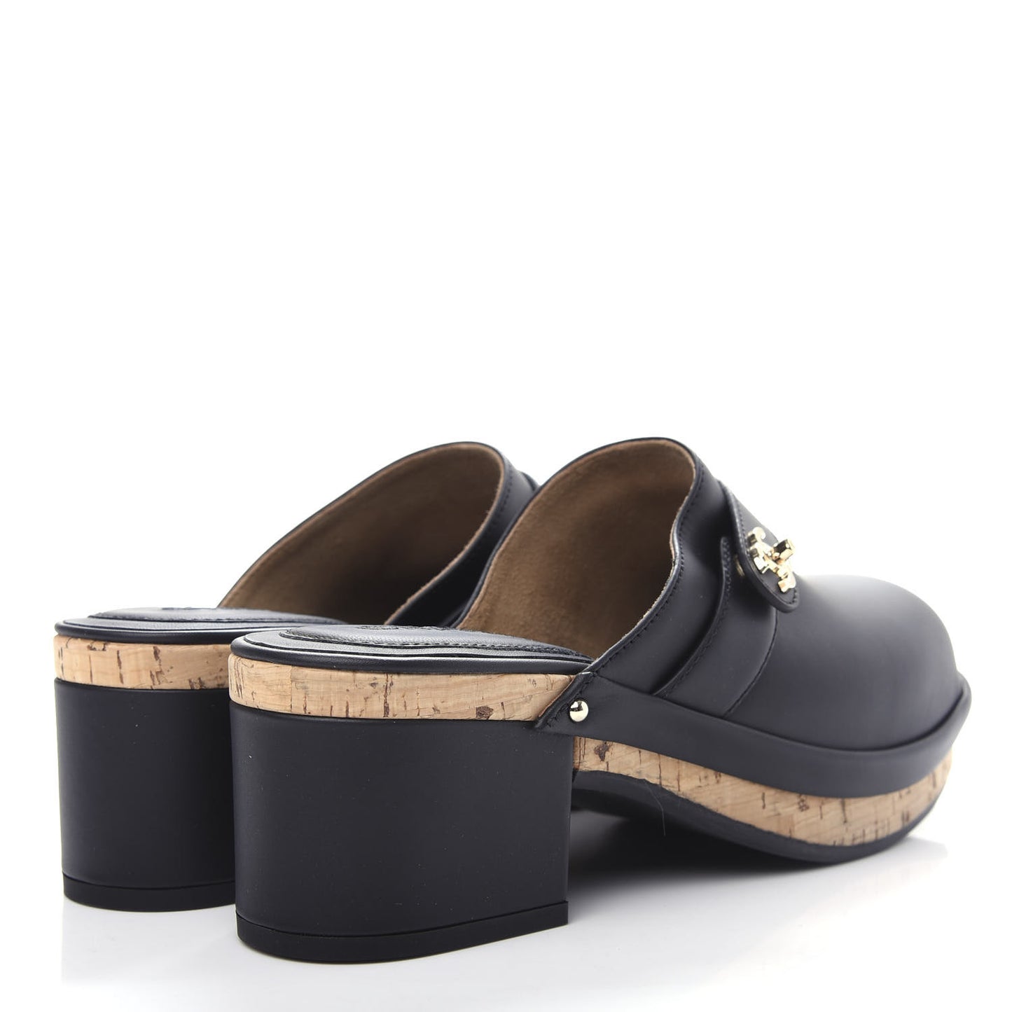 Calfskin CC Turn Lock Clogs 37 Black