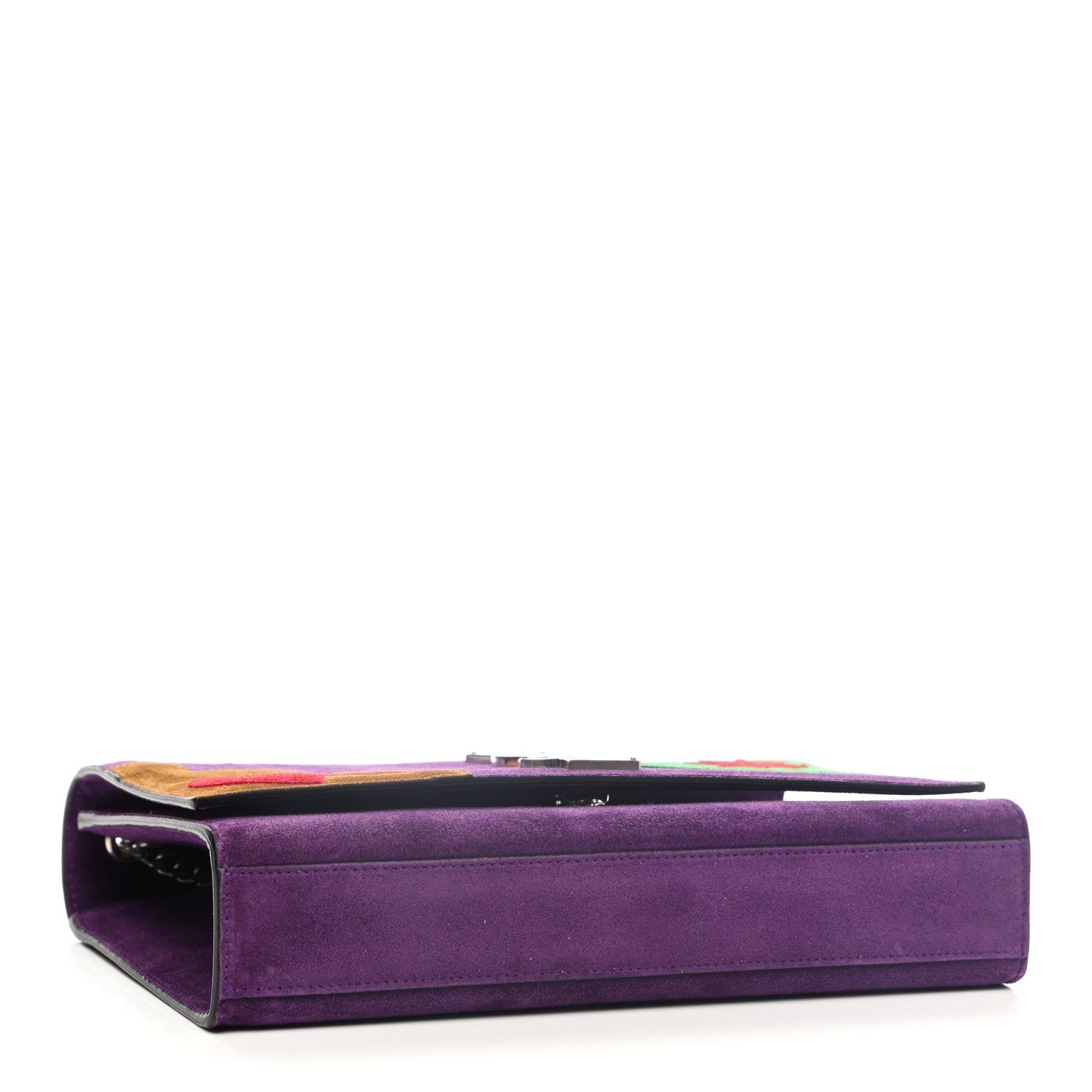 Saint Laurent Suede Patchwork Medium Classic Monogram Kate Satchel Purple 4 of 8