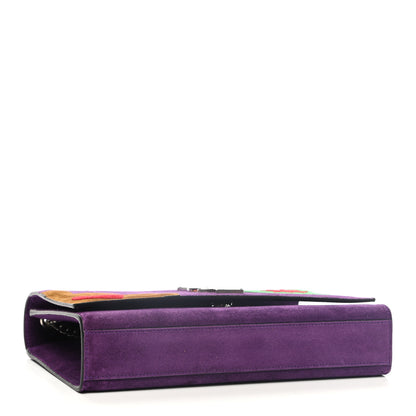 Saint Laurent Suede Patchwork Medium Classic Monogram Kate Satchel Purple 4 of 8