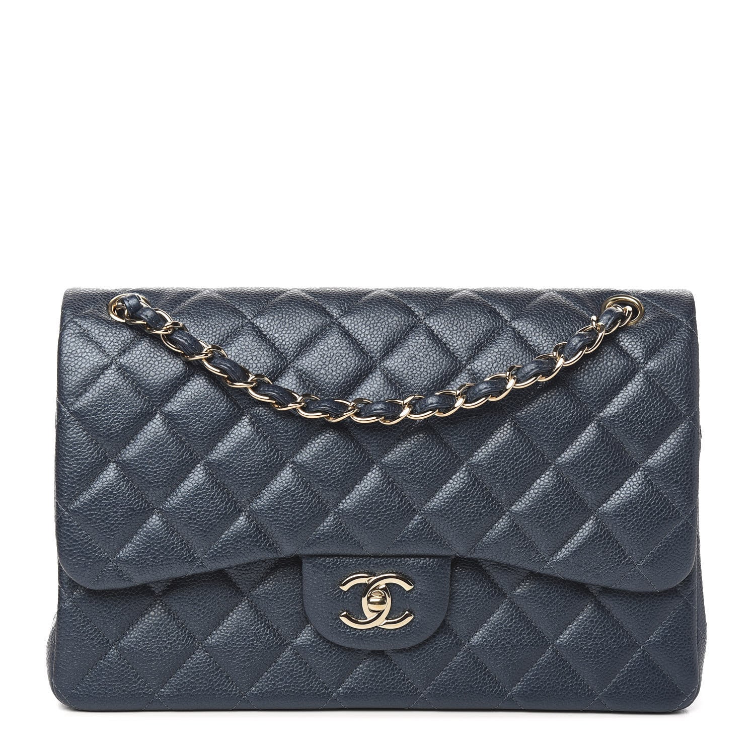 Chanel Iridescent Caviar Quilted Jumbo Double Flap Dark Blue 1 of 11