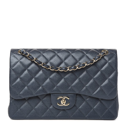 Chanel Iridescent Caviar Quilted Jumbo Double Flap Dark Blue 1 of 11