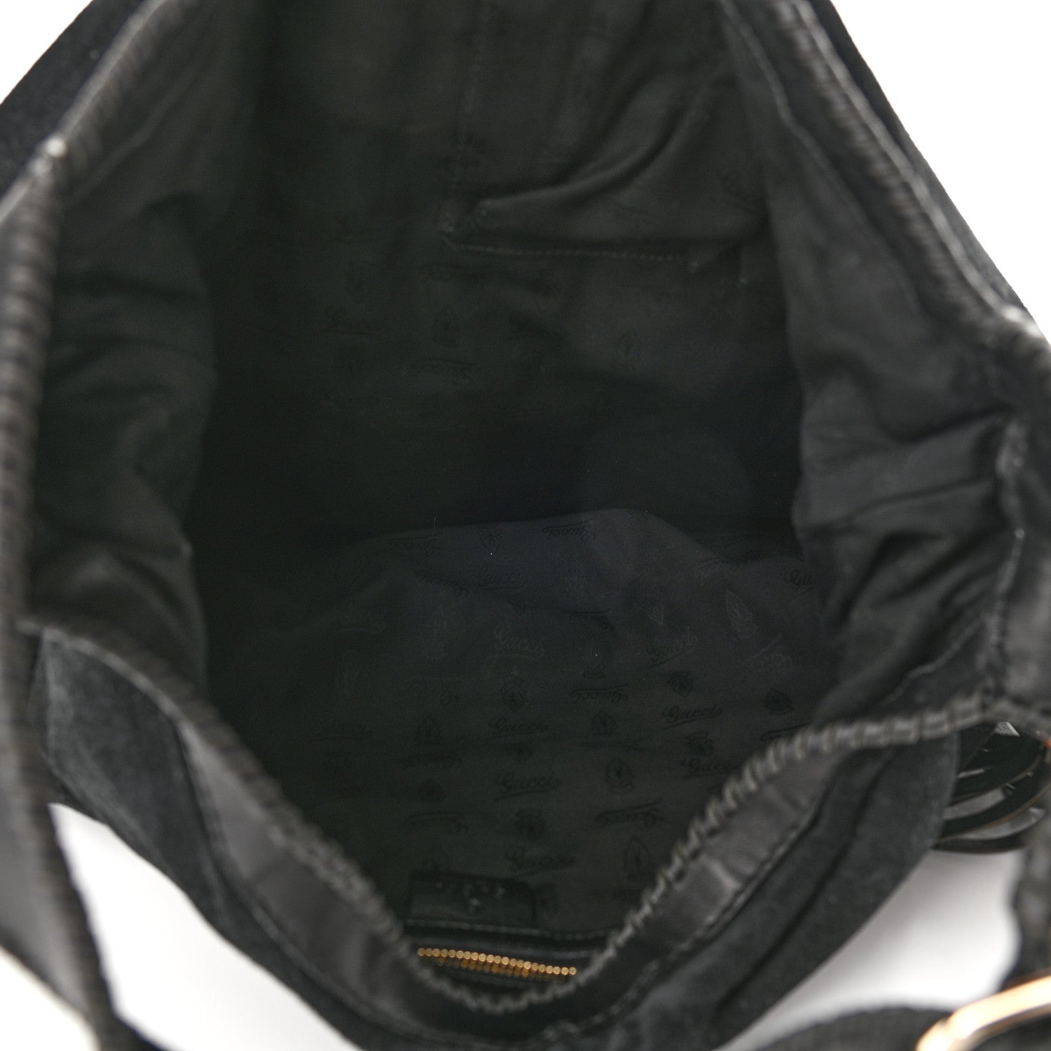 Gucci Calfskin Suede Large New Jackie Web Shoulder Bag Black 5 of 9