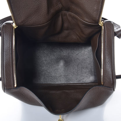 Hermes Taurillon Clemence Lindy 34 Chocolate 5 of 12