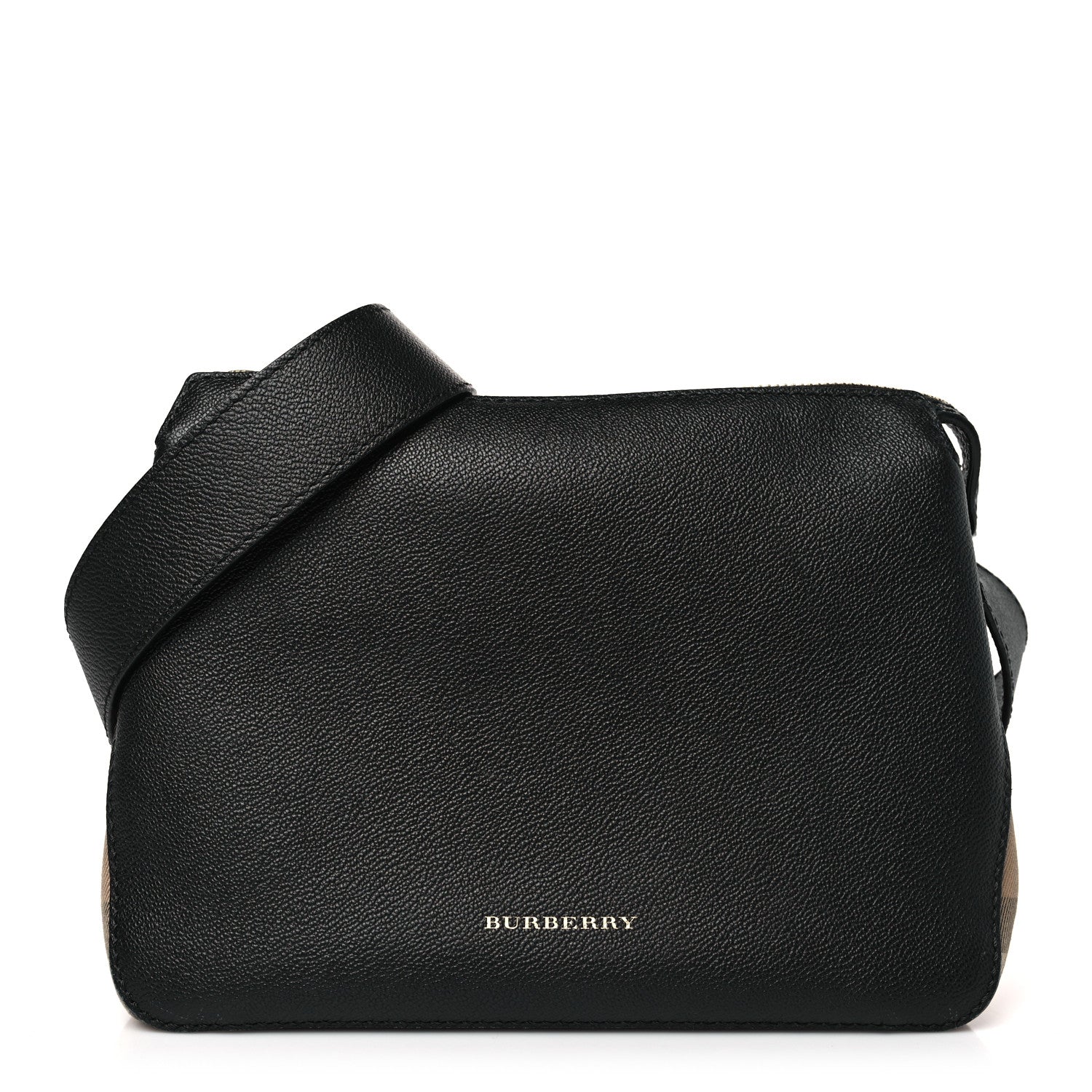 Burberry Soft Grain Calfskin House Check Small Helmsley Crossbody Black 1 of 9
